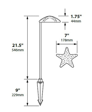 Focus Industries PL06L12RBV 12V 3W Omni LED Aluminum Starfish Path Light, Rubbed Verde  Finish