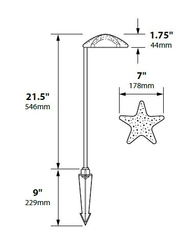 Focus Industries PL06L12RST 12V 3W Omni LED Aluminum Starfish Path Light, Rust Finish