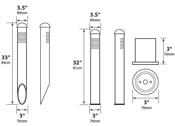 Focus Industries PL07ALUML12HTX 12V 3W Omni LED 3" Diameter Aluminum Mini Bollard, Hunter Texture Finish