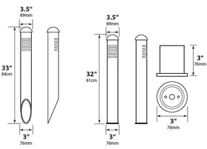 Focus Industries PL07ALUML12RBV 12V 3W Omni LED 3" Diameter Aluminum Mini Bollard, Rubbed Verde  Finish
