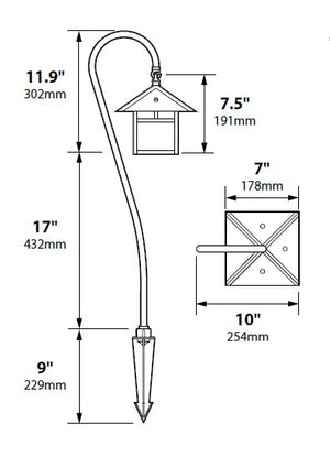Focus Industries PL09L12BLT 12V 3W Omni LED Brass Lantern and Stem Path Light, Black Texture Finish