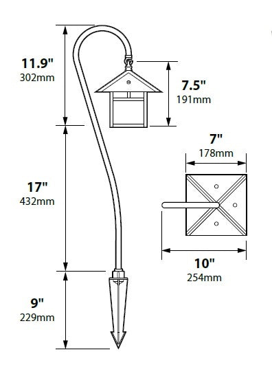 Focus Industries PL09L12STU 12V 3W Omni LED Brass Lantern and Stem Path Light, Stucco Finish