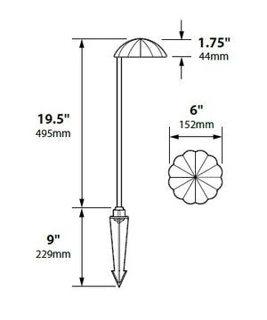 Focus Industries PL10L12WIR 12V 3W Omni LED Cast Aluminum Scallop Hat Path Light, Weathered Iron Finish