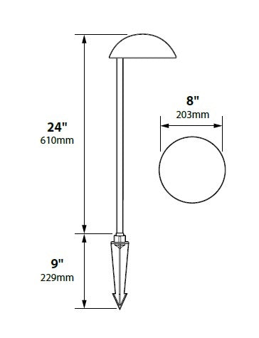Focus Industries PL11L12WBR 12V 3W Omni LED Cast Aluminum Mushroom Hat Path Light, Weathered Brown Finish