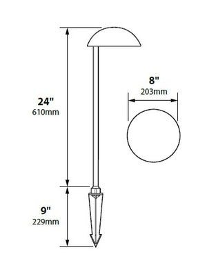 Focus Industries PL11L12WTX 12V 3W Omni LED Cast Aluminum Mushroom Hat Path Light, White Texture Finish