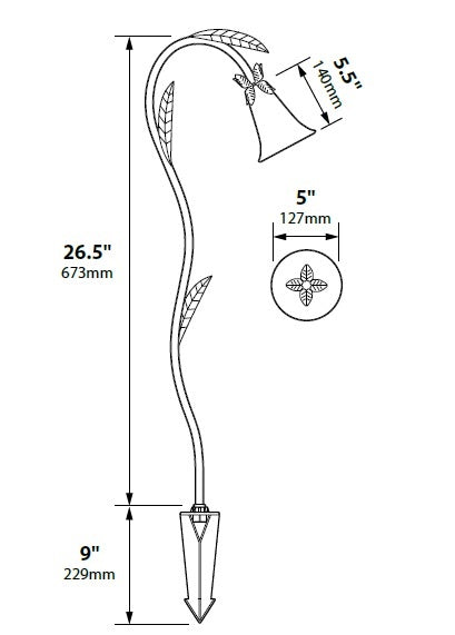 Focus Industries PL13L12CAR 12V 3W Omni LED 5" Spun Copper Bell Path Light with 3 Leaves, Copper Acid Rust Finish