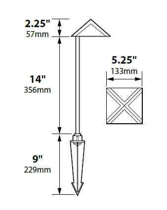Focus Industries PL14L12BAR 12V 3W Omni LED 5" Pyramid Hat Path Light, Brass Acid Rust Finish