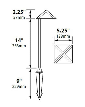 Focus Industries PL14L12BAV 12V 3W Omni LED 5" Pyramid Hat Path Light, Brass Acid Verde Finish