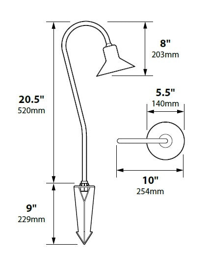 Focus Industries PL15L12COP 12V 3W Omni LED 5.5" Bell Path Light with Copper Neck, Copper Finish