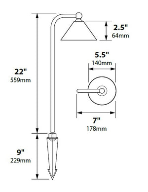 Focus Industries PL19L12BRS 12V 3W Omni LED 5.5" Spun Brass Bell Path Light, Brass Finish