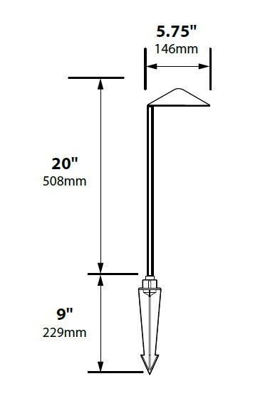 Focus Industries PL20L12RST 12V 3W Omni LED 5.75" Cast Aluminum China Hat Path Light, Rust Finish