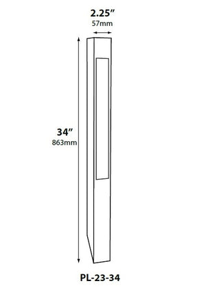 Focus Industries PL2334L12WIR 12V 3W Omni LED 34" Aluminum Bollard Path Light, Weathered Iron Finish