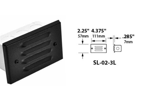 Focus Industries SL-02-3L-RBV 12V 18W S8 Incandescent 3 Louver Step Light, Rubbed Verde Finish
