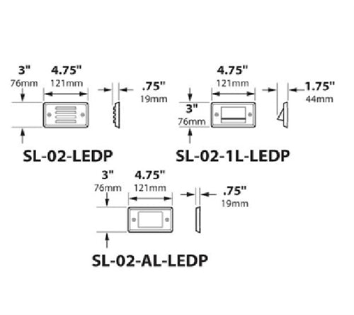 Focus Industries SL-02-LEDP-LUN 12V 4W LED Flat Panel 4 Louver Step Light, Luna Finish