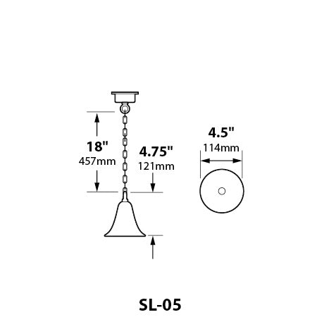 Focus Industries SL-05-LED3BRS 3W OMNI LED, 4.5" Brass Hanging Bell, Jbox, Brass Finish