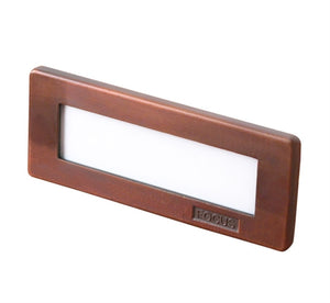 Focus Industries SL-08-AL-LEDPSB-BAR 12V 8W LED Flat Panel Step Light with Sand Blast Lens, Brass Acid Rust Finish