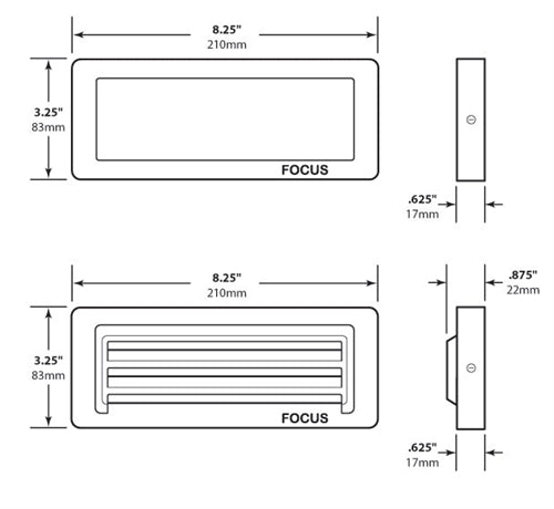 Focus Industries SL-08-ALLED3RST 2x3W OMNI LED, Cast Aluminum, Acrylic Lens Brick Light, Rust Finish