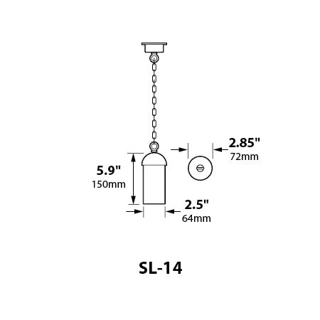 Focus Industries SL-14-LED3BRT 3W OMNI LED, Aluminum Hanging Cylinder, Brass Chain, Jbox, Bronze Texture Finish