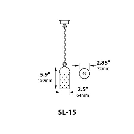 Focus Industries SL-15-LED3BAV 3W OMNI LED, Extruded Brass Hanging with Starlight Holes, Brass Chain, Jbox, Brass Acid Verde Finish