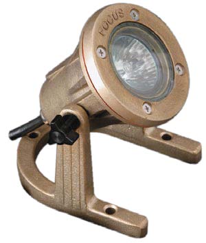 Focus Industries SL-33-AB 12V MR16 Brass Underwater Light with Adjustable Aiming Bracket, Brass Finish