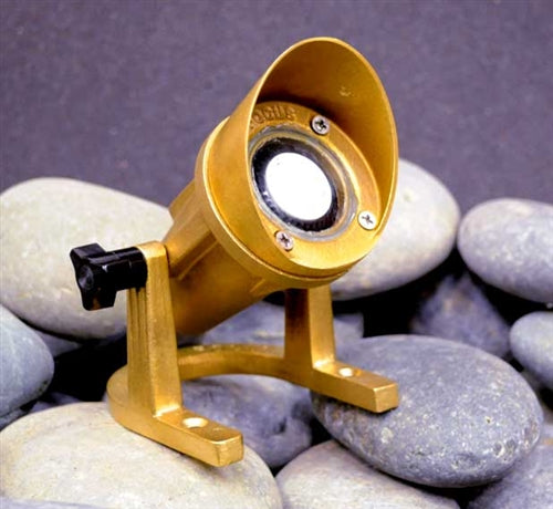 Focus Industries SL-33-ABACLED 12V 4W LED Brass Underwater Light, Aiming Bracket, Angle Cap, Brass Finish