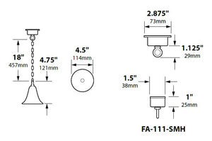 Focus Industries SL05L12WIR 3W Omni LED Spun Aluminum Hanging Bell Step Light with Brass Chain and J-Box, Weathered Iron Finish