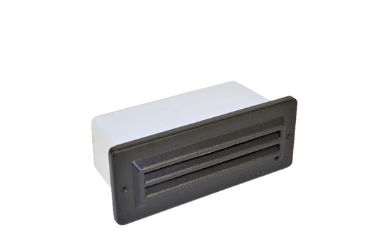 Focus Industries SL08L12BLT 2x3W Omni LED Cast Aluminum 3 Louver Brick Step Light, Black Texture Finish