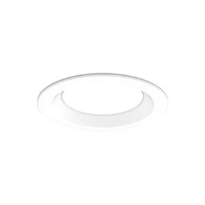 Gotham EVO4SH 35/20 SOL MVOLT EZ1 DFF 4" Shower LED Downlight, 3500K, 3000 Lumens, Textured Lens, 120-277V, eldoLED 0-10V ECOdrive, Flush Lens White Painted Trim