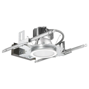Gotham EVO6FS 40/20 SMO MVOLT EZ1 DFF 6" Food Service LED Downlight, 4000K, 2000 Lumens, Smooth Clear Lens, 120-277V, eldoLED 0-10V ECO Drive Dim to 1% Min, Flush Lensed White Painted Trim