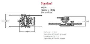 Gotham EVO6FS 50/20 SMO MVOLT EZ1 DFF 6" Food Service LED Downlight, 5000K, 2000 Lumens, Smooth Clear Lens, 120-277V, eldoLED 0-10V ECO Drive Dim to 1% Min, Flush Lensed White Painted Trim