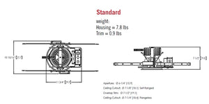 Gotham EVO6SH 30/25 SMO MVOLT EZ1 DFR 6" Shower LED Downlight, 3000K, 2500 Lumens, Smooth Clear Lens, 120-277V, eldoLED 0-10V Dim to 1% Min, Regressed Lensed White Painted Trim