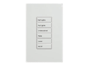 Greengate RC-6TSB-623-W Zone Wallstation, 6 Small Button, Zone 1, Raise 1, Lower 1, Zone 2, Raise 2, Lower 2 Button Engraving, White Insert