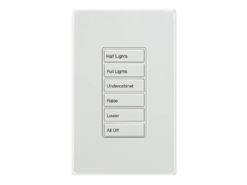 Greengate RC-6TSB-623-W Zone Wallstation, 6 Small Button, Zone 1, Raise 1, Lower 1, Zone 2, Raise 2, Lower 2 Button Engraving, White Insert