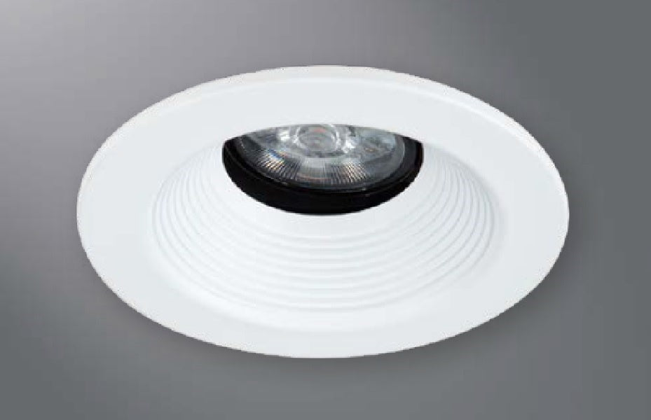 Halo Recessed 1441BBWF 4" Line Voltage Conical Baffle, Open, 35 Degree Tilt, Black Baffle, White Flange