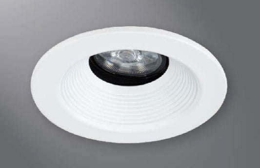 Halo Recessed 1441BBWF 4" Line Voltage Conical Baffle, Open, 35 Degree Tilt, Black Baffle, White Flange