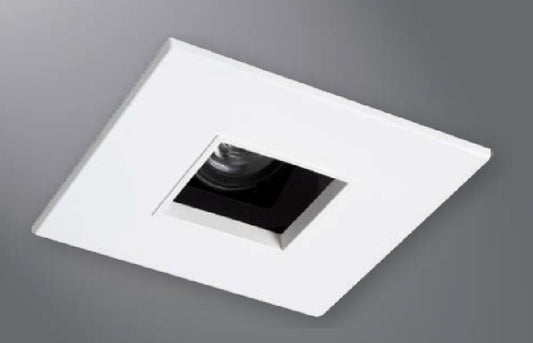 Halo Recessed 1485MWBB 4" Line Voltage Square Pinhole with Oculus, Open, 35 Degree Tilt, Matte White, Black Baffle