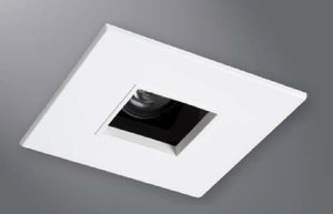 Halo Recessed 1485MWWB 4" Line Voltage Square Pinhole with Oculus, Open, 35 Degree Tilt, Matte White, White Baffle