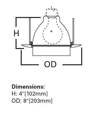 Halo Recessed 171P 6" Drop Opal Glass Lens Shower Trim, White Trim, Drop Opal Glass Lens with Reflector