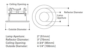 Halo Recessed 3004WHH 3" Adjustable Trim Reflector, 35 Degree Tilt, 360 Degree Orientation, White with Haze Reflector