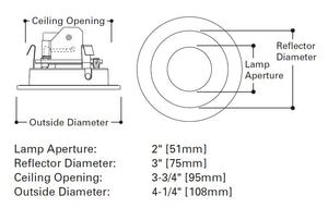 Halo Recessed 3007SN 3" Regressed Lens Shower Trim, Satin Nickel with Satin Nickel Reflector