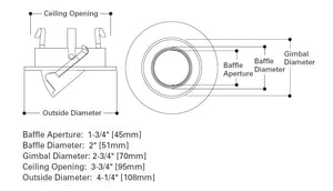 Halo Recessed 3009BKBB 3" Adjustable Flush Gimbal Trim with 35 Degree Tilt, Black with Black Baffle
