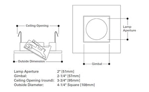 Halo Recessed 3013SN 3" Square Adjustable Gimbal Trim, Satin Nickel