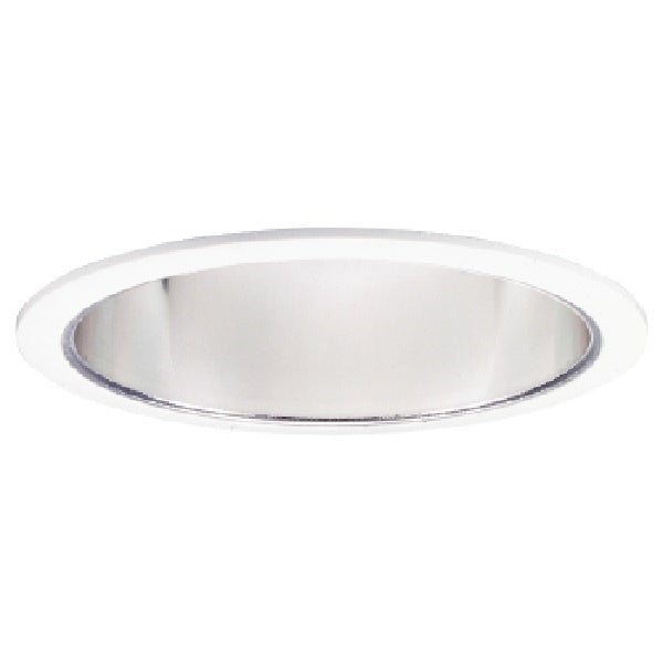 Halo Recessed 404C 6" Specular Full Reflector Trim for A-Lamps, Clear Specular Reflector, White Trim