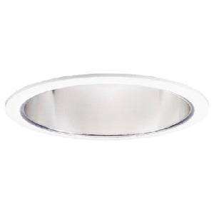 Halo Recessed 404C 6" Specular Full Reflector Trim for A-Lamps, Clear Specular Reflector, White Trim
