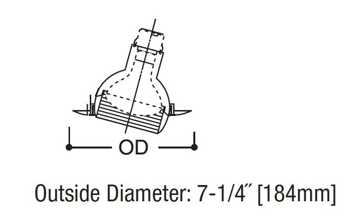 Halo Recessed 419P 6" Regressed Eyeball with Splay, 25 Degrees Tilt, White Trim and Eyeball with White Splay