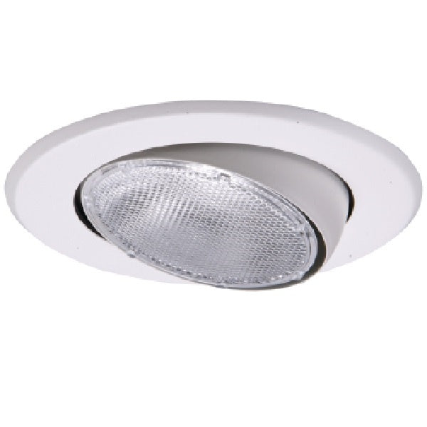 Halo Recessed 5070P 5" Line Voltage Adjustable Gimbal for PAR Lamps in H5 Housings, 30 Degree Adjustable, White Trim Ring with White Eyeball