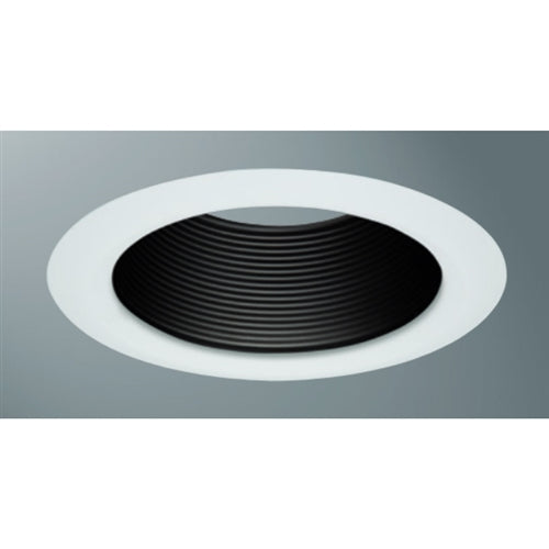 Halo Recessed 5102BB 5" Line Voltage Tapered Metal Baffle Trim, Self-Flanged, Black Baffle, White Trim