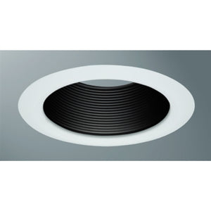 Halo Recessed 5102BB 5" Line Voltage Tapered Metal Baffle Trim, Self-Flanged, Black Baffle, White Trim