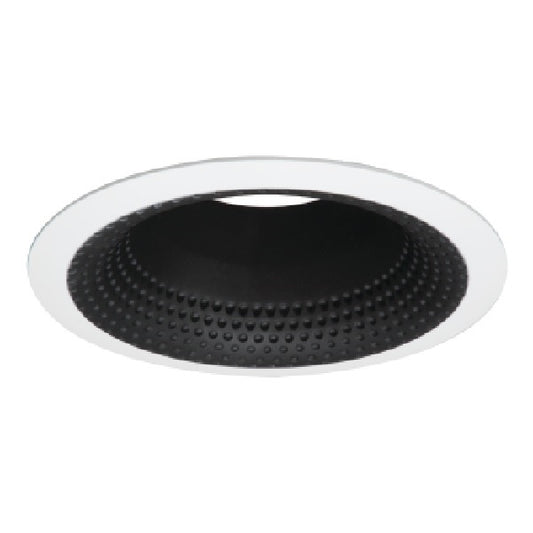 Halo Recessed 5110BB 5" Line Voltage Perftex Self-Flanged Baffle, Black Perftex Baffle, White Trim
