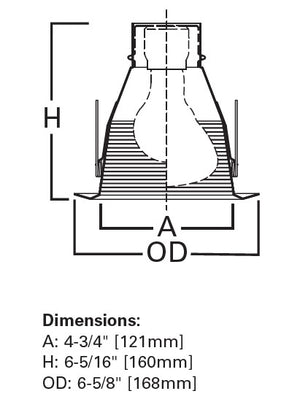Halo Recessed 5125WB 5" Line Voltage Full Cone Self-Flanged Baffle, White Baffle, White Trim